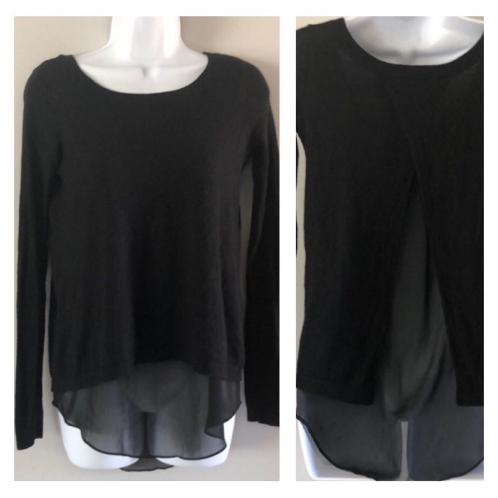 Express Cropped Scooped Neck Lightweight Sweater M Tunic Top Shear Panel Back